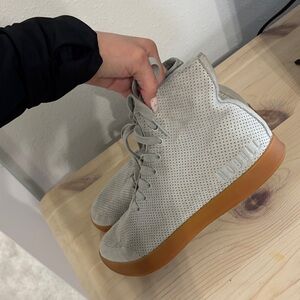 NOBULL Gray High-Top Sneakers with Tan Sole